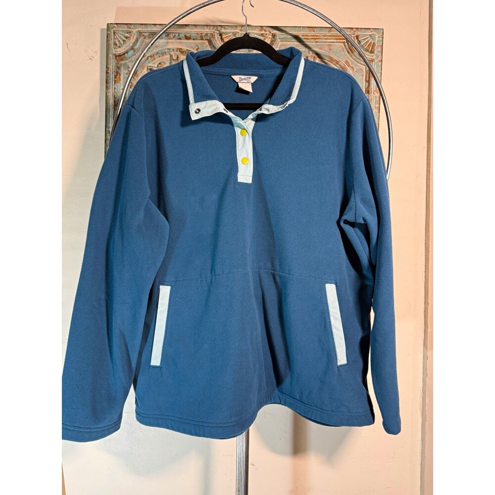 Duluth Trading Co. Woman’s Blue Fleece Snap Pullover Sweatshirt XL